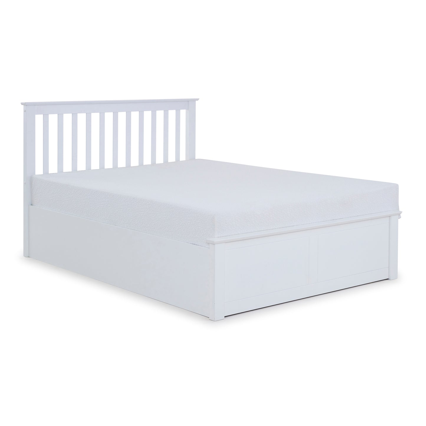 Malmo Ottoman Bed with Slatted Headboard and Foot-End Storage