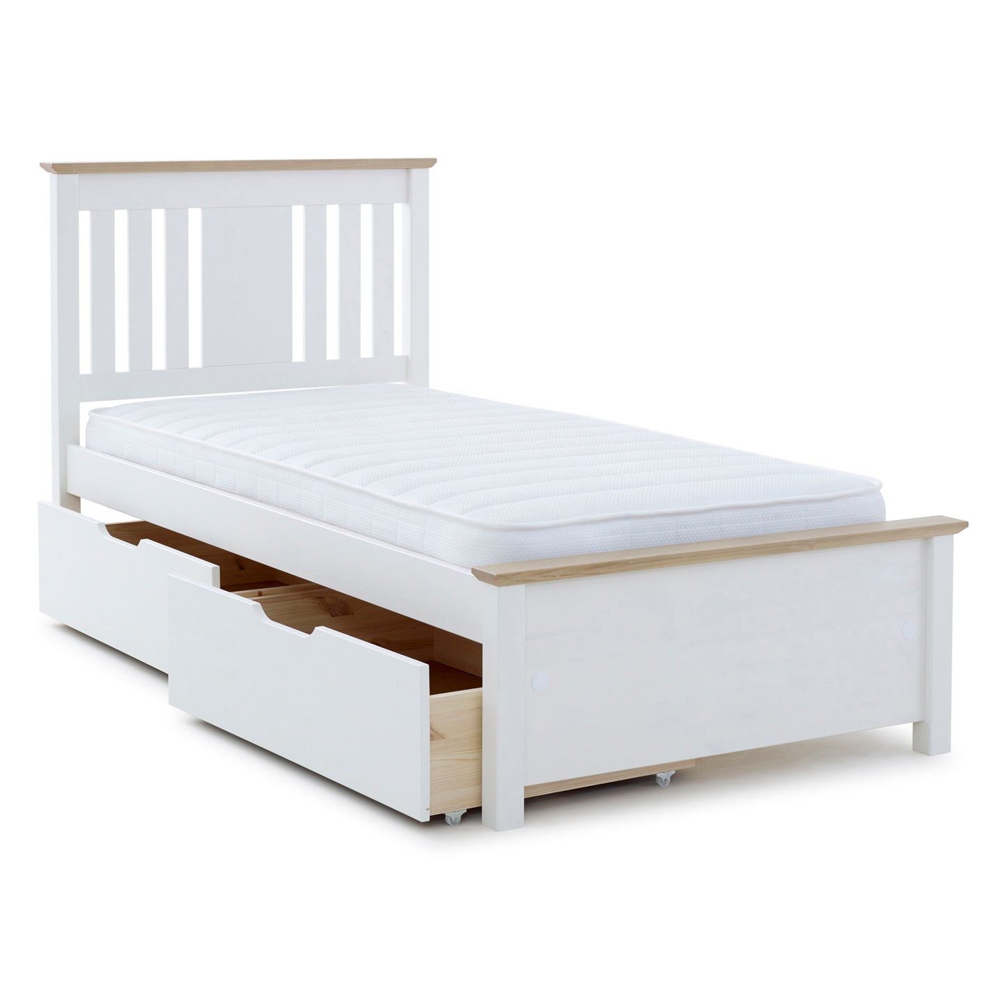 Chester Wooden Bed Frame with Under Bed Storage Drawers (white)