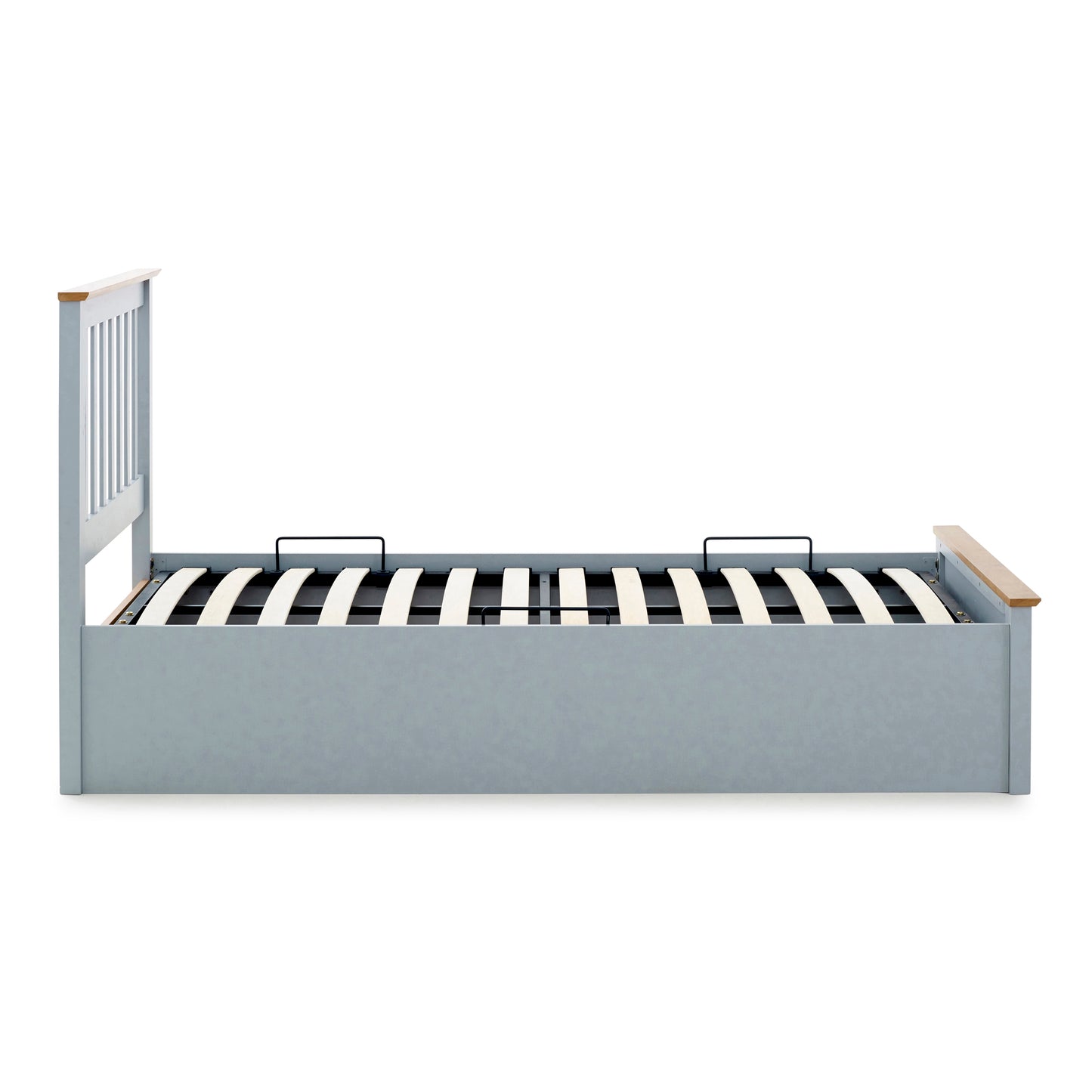 Francis Single Ottoman Bed – White Wooden Frame with Side-Opening Storage (grey)