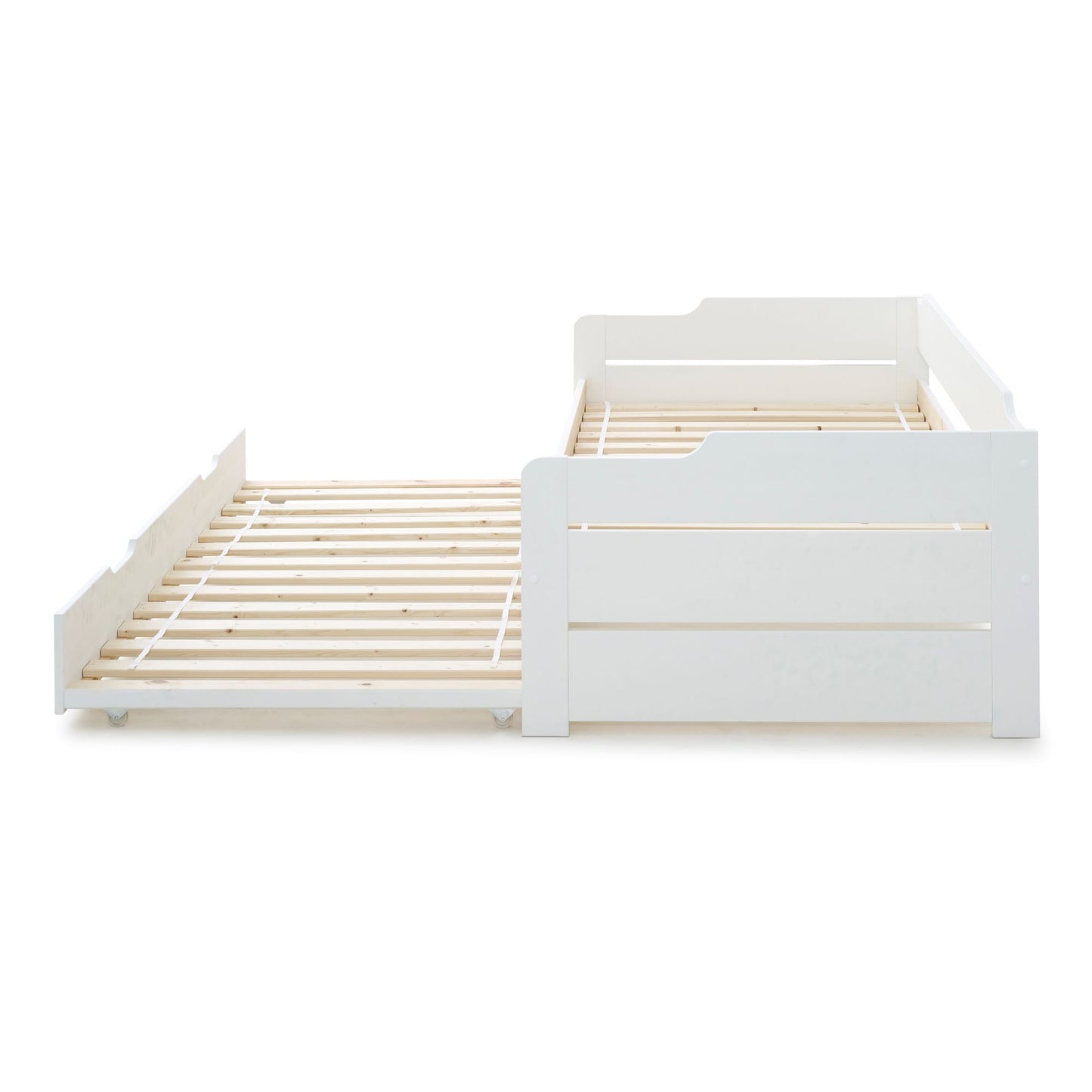 Copella Guest Bed – White Solid Pine Day Bed with Pull-Out Trundle (white)