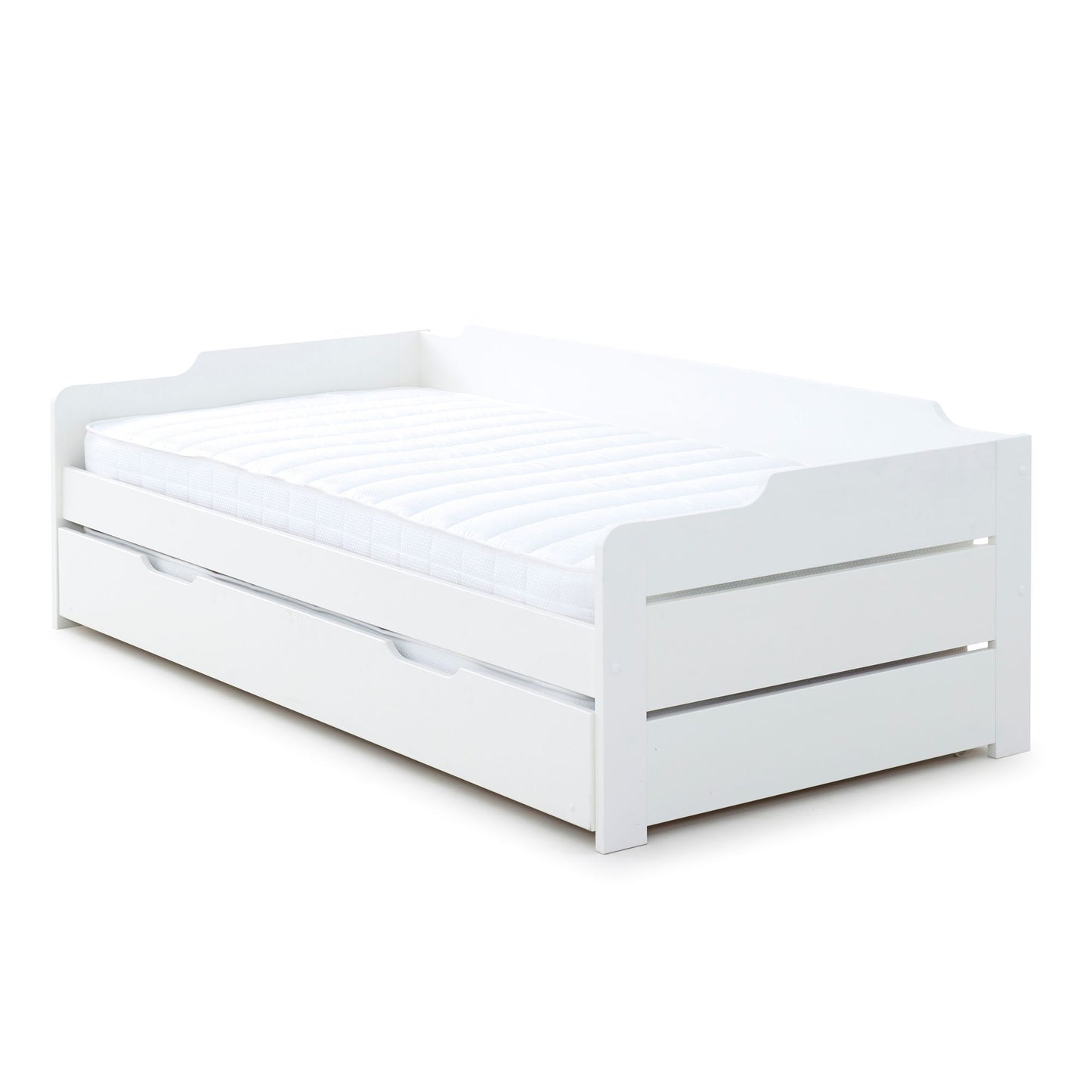 Copella Guest Bed – White Solid Pine Day Bed with Pull-Out Trundle (white)