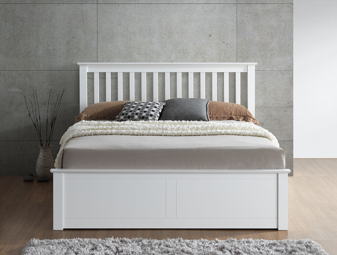Malmo Ottoman Bed with Slatted Headboard and Foot-End Storage
