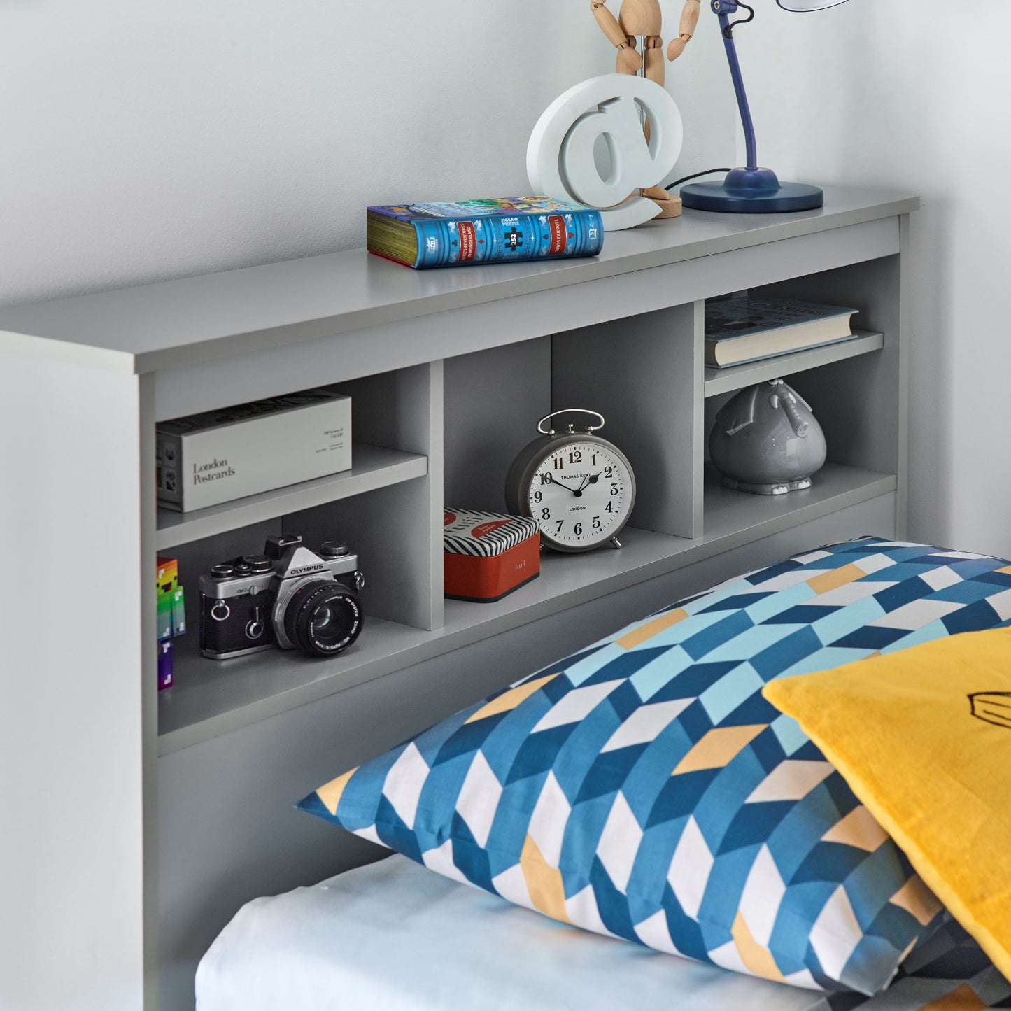 Veera Guest Bed – Single Frame with Trundle, Drawers, Shelved Headboard (white or grey)