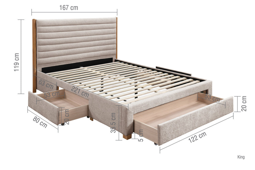 Arabella Bed Velvet with Storage Drawers