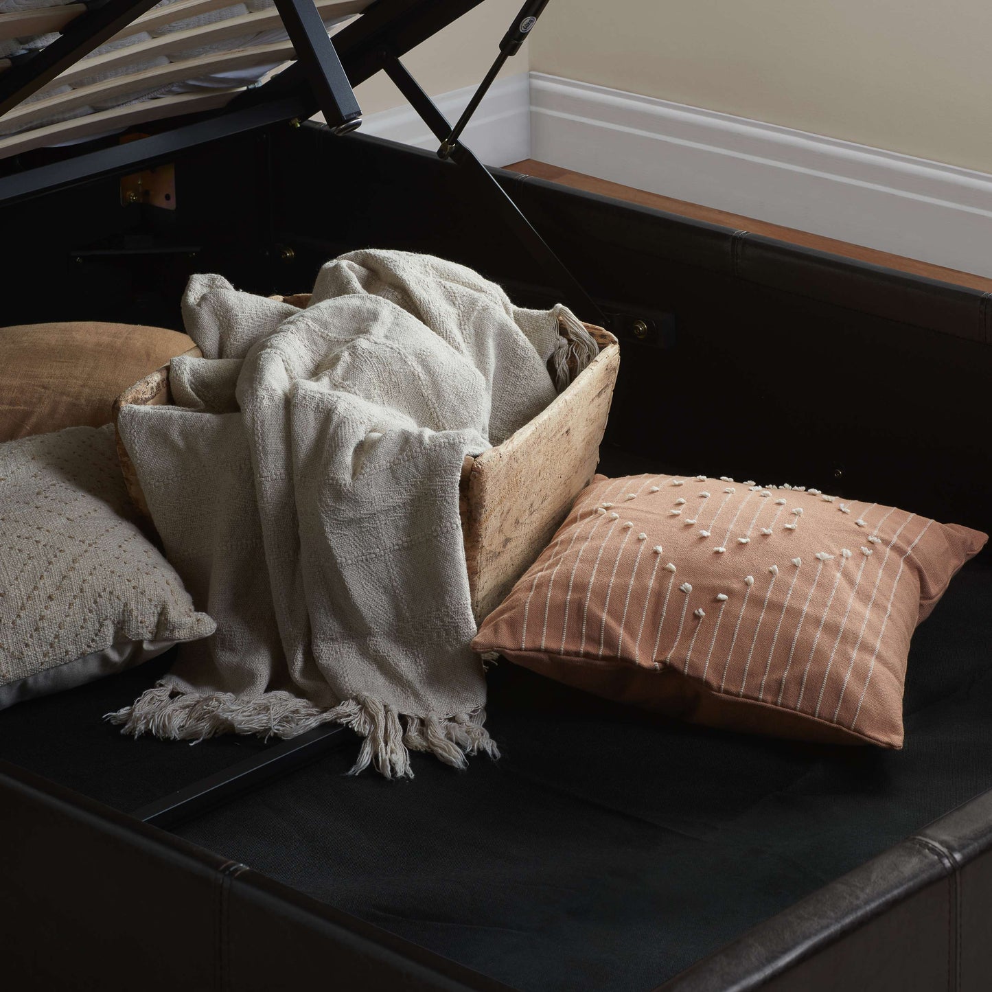 Berlin Fabric Ottoman Bed Frame – Stylish Upholstery, Smart Storage, Sprung Slatted Comfort