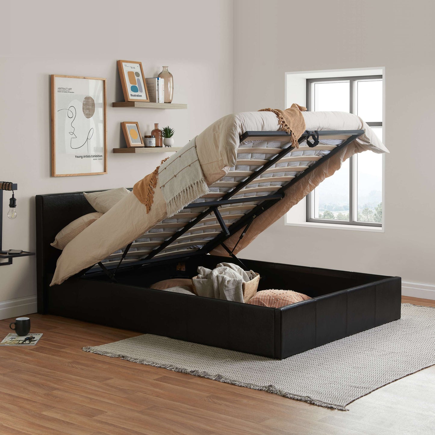 Berlin Fabric Ottoman Bed Frame – Stylish Upholstery, Smart Storage, Sprung Slatted Comfort