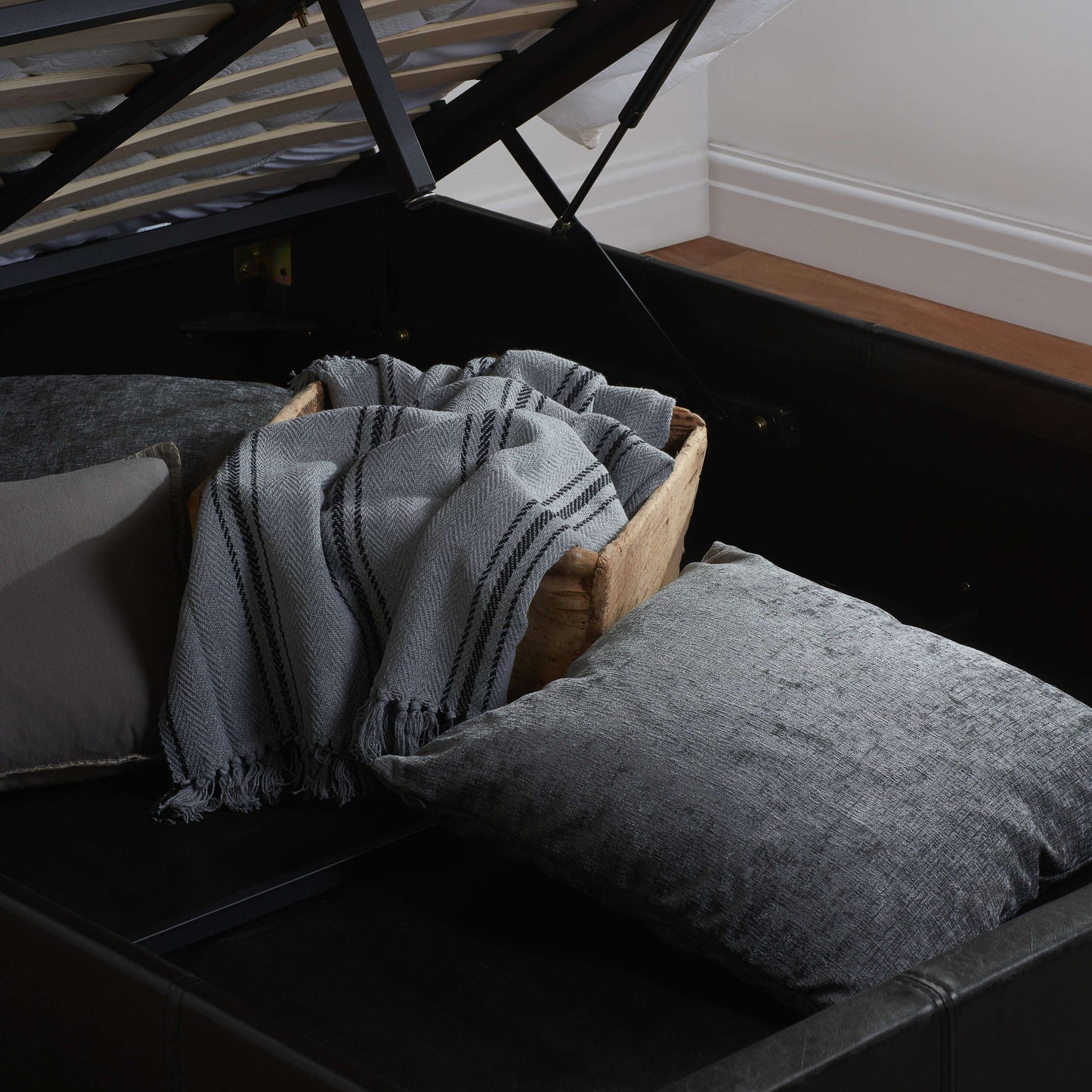 Berlin Fabric Ottoman Bed Frame – Stylish Upholstery, Smart Storage, Sprung Slatted Comfort