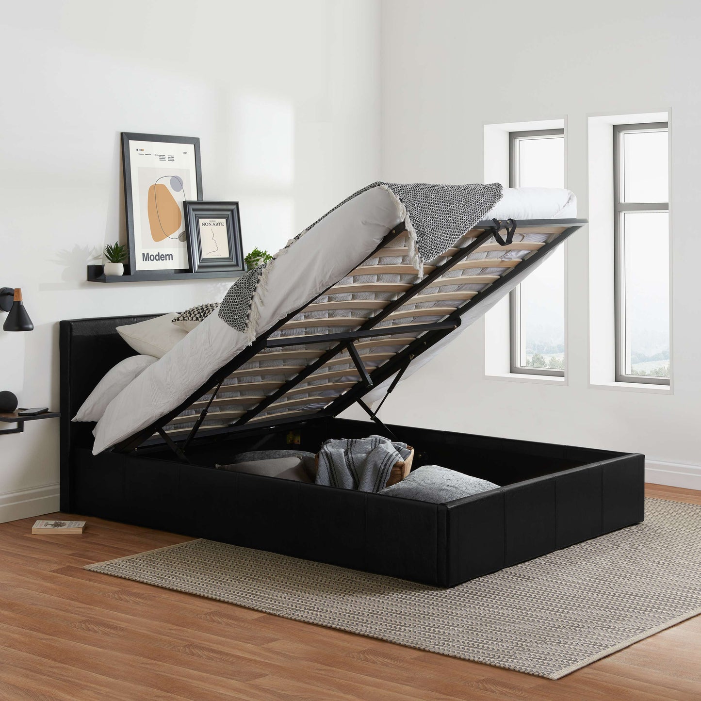 Berlin Fabric Ottoman Bed Frame – Stylish Upholstery, Smart Storage, Sprung Slatted Comfort