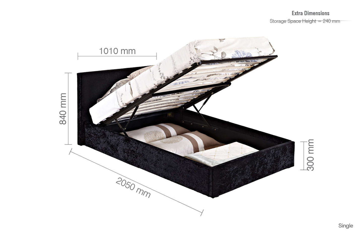 Berlin Fabric Ottoman Bed Frame – Stylish Upholstery, Smart Storage with Sprung Slats
