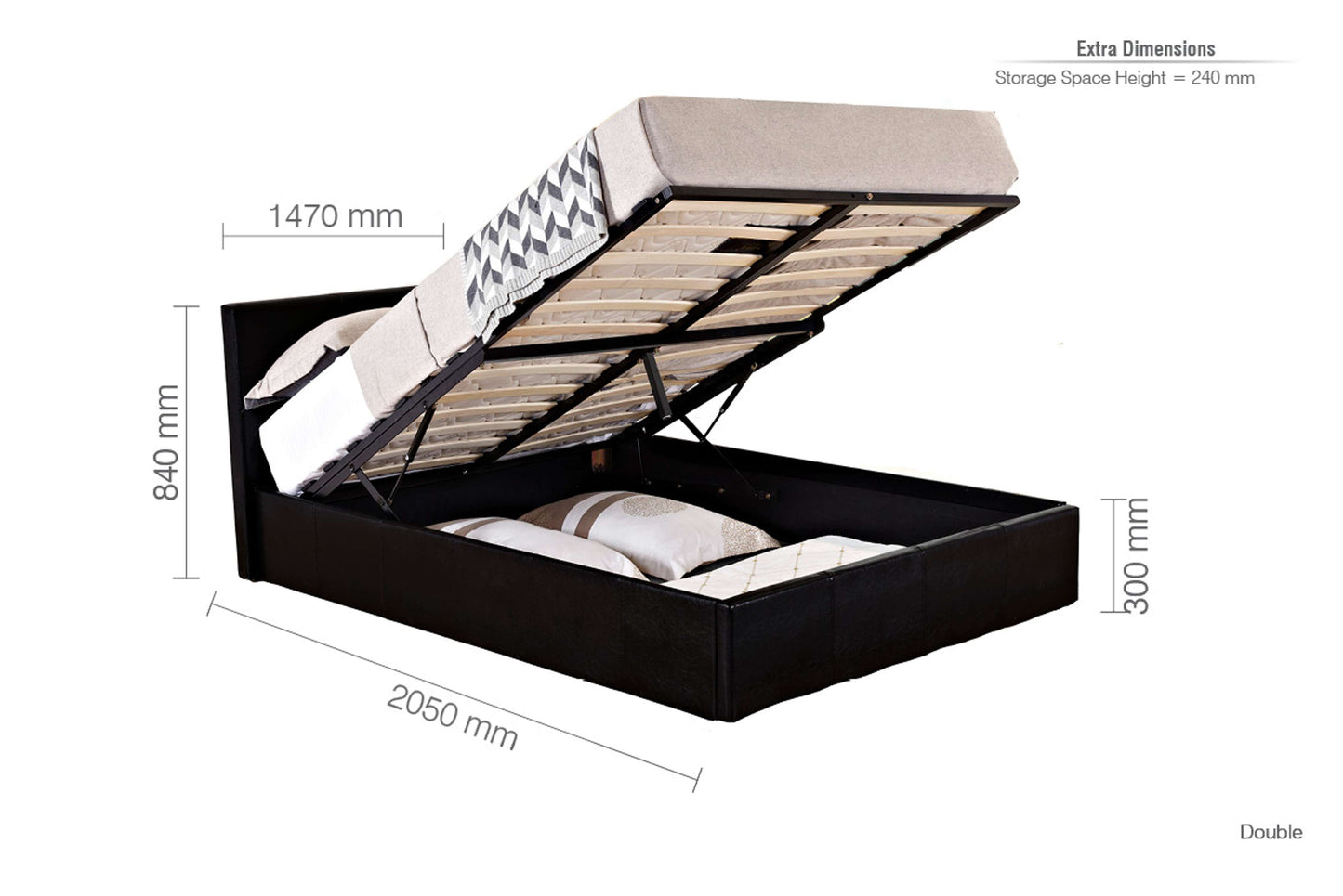 Berlin Fabric Ottoman Bed Frame – Stylish Upholstery, Smart Storage, Sprung Slatted Comfort