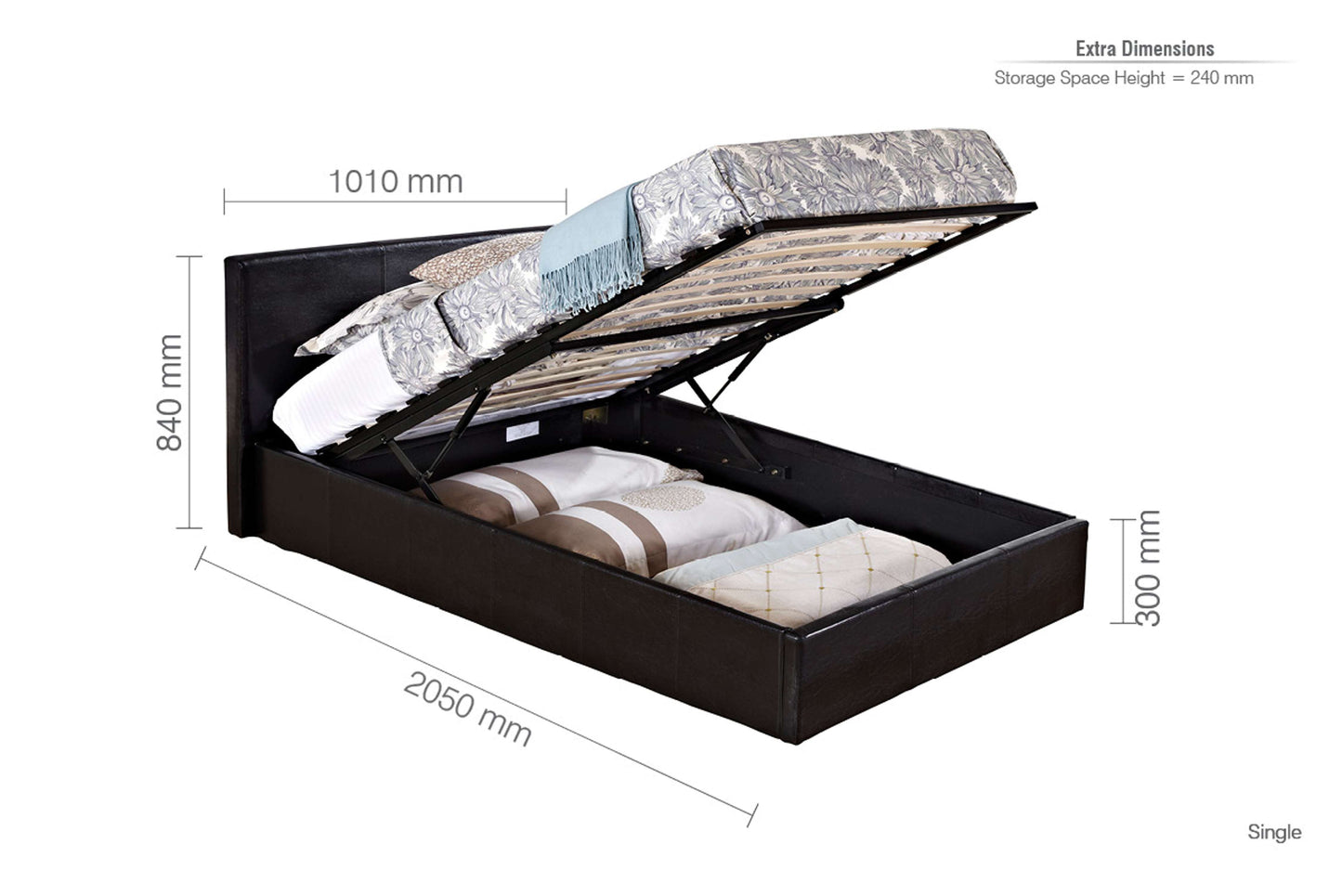 Berlin Fabric Ottoman Bed Frame – Stylish Upholstery, Smart Storage, Sprung Slatted Comfort
