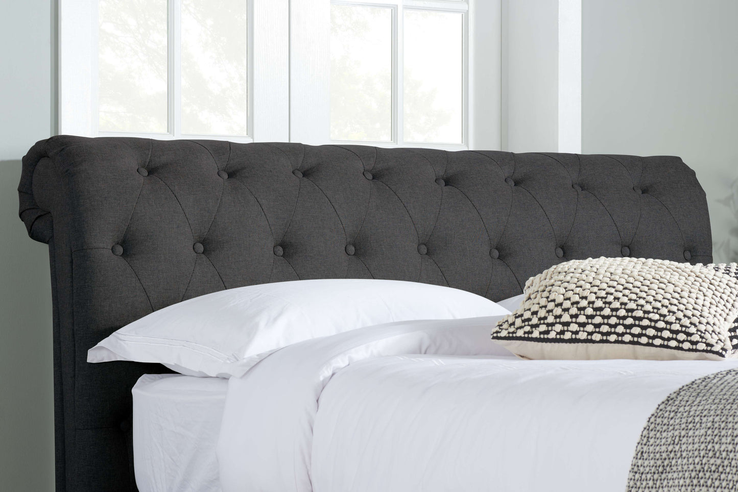 Castello Side Ottoman Bed Frame – Rolled Headboard, Side-Lift Storage, Elegant Upholstery