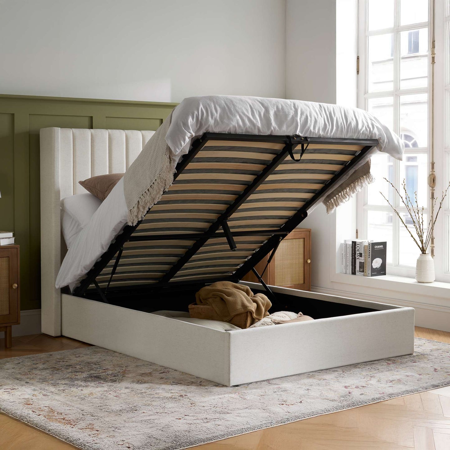 Maisey Ottoman Bed – Elegant Upholstery with Smart Storage
