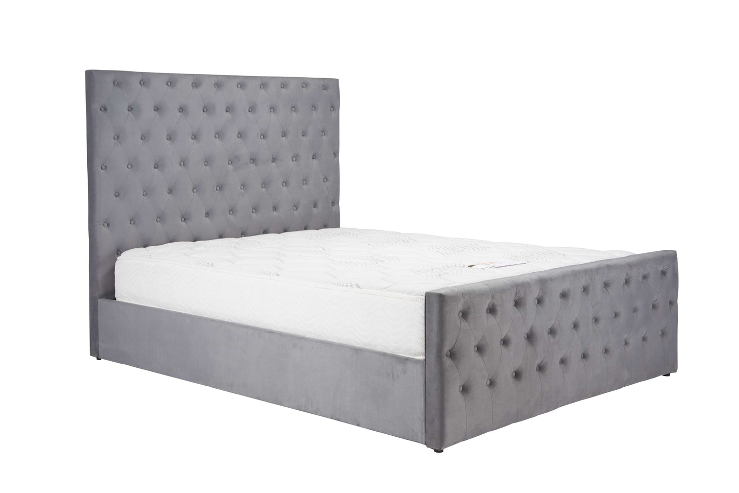 Marquis Grey Velvet Ottoman Bed – Elegant Design with Practical Storage