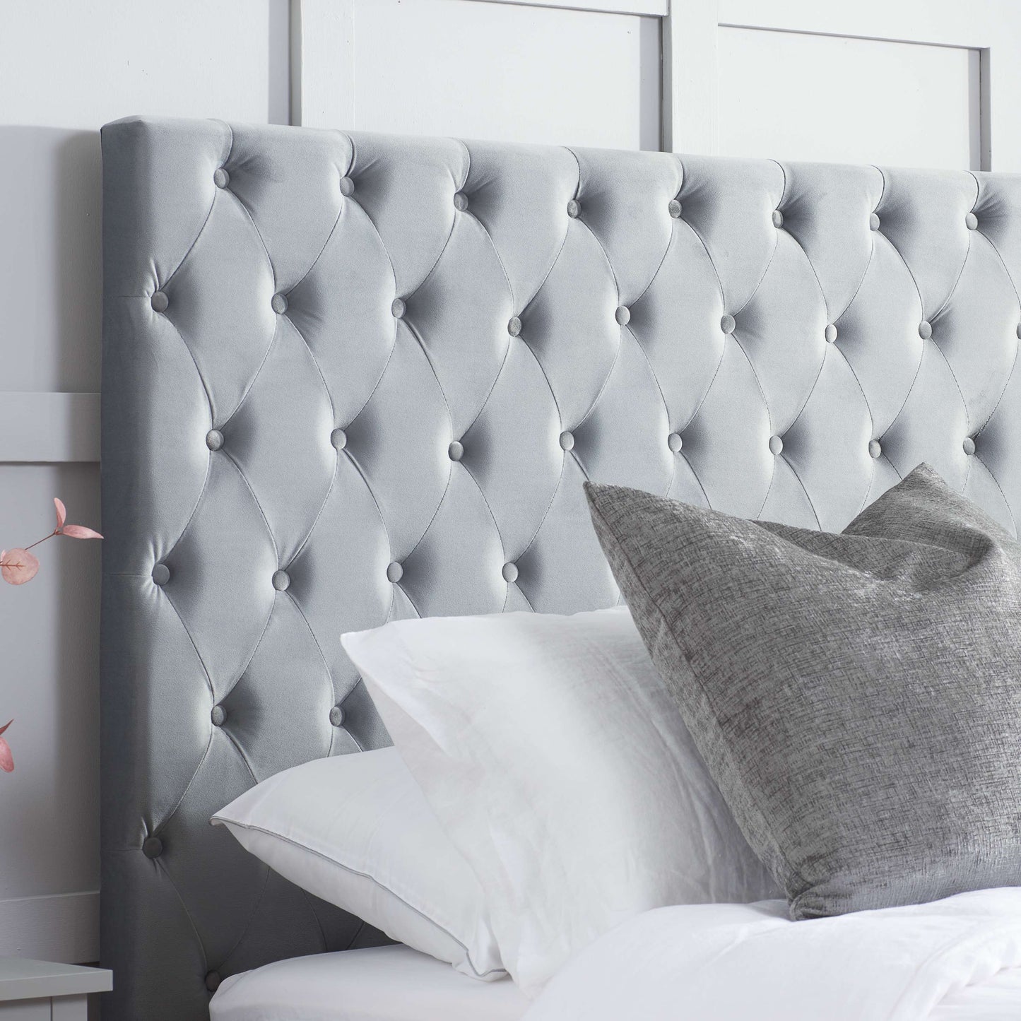 Marquis Grey Velvet Ottoman Bed – Elegant Design with Practical Storage