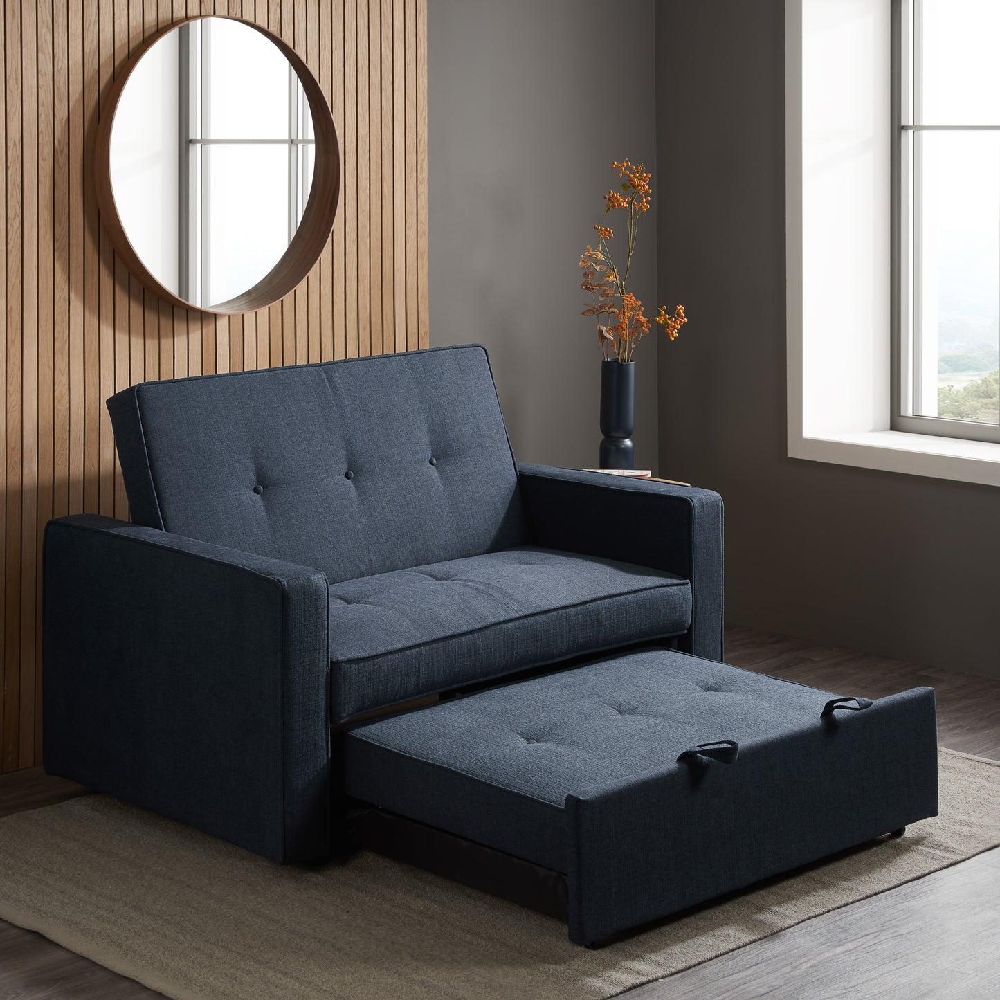 Otto Blue Sofa Bed – Modern Minimalist Style with Effortless Functionality