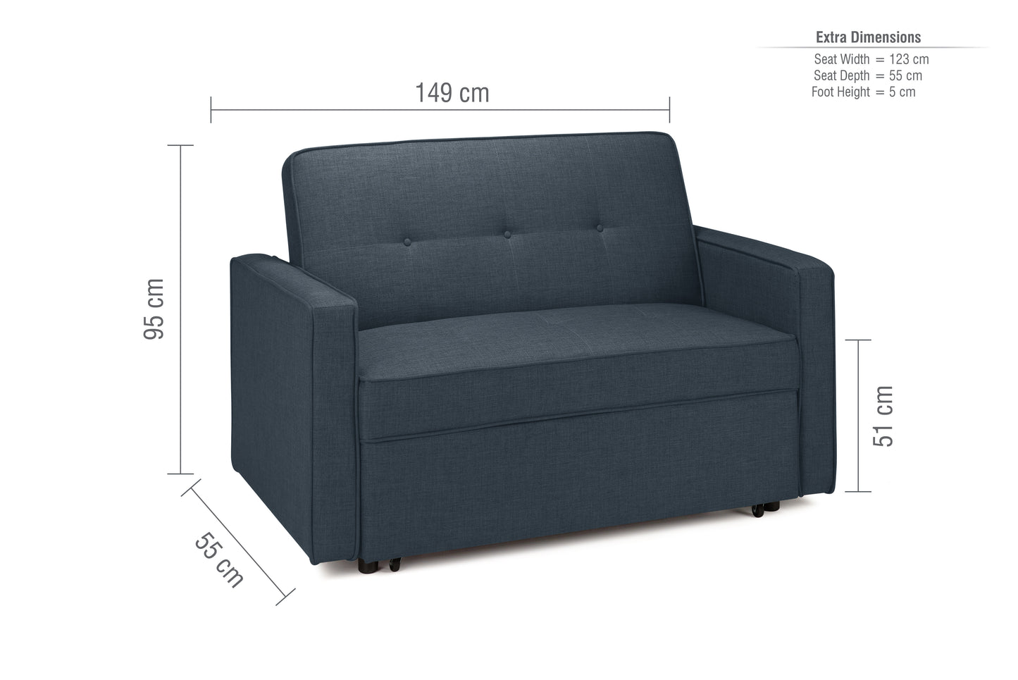 Otto Blue Sofa Bed – Modern Minimalist Style with Effortless Functionality