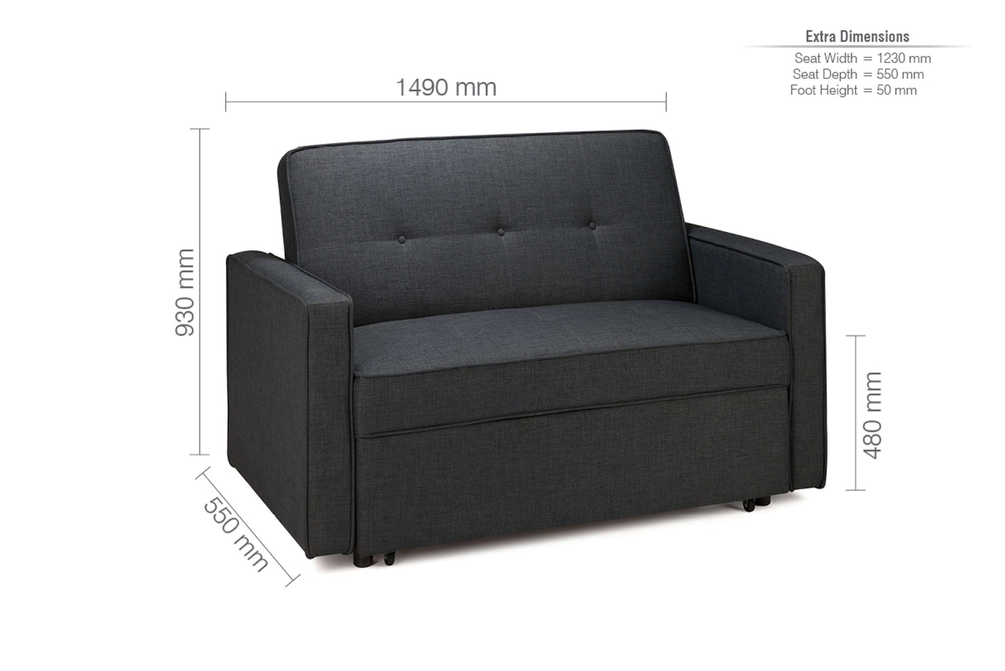 Otto Sofa Bed – Minimalist Grey Upholstery with Easy Fold-Out Design