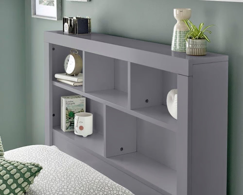 Oscar Single Ottoman Bed with Bookcase Headboard and Side-Opening Storage
