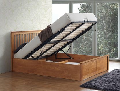 Malmo Ottoman Bed with Slatted Headboard and Foot-End Storage