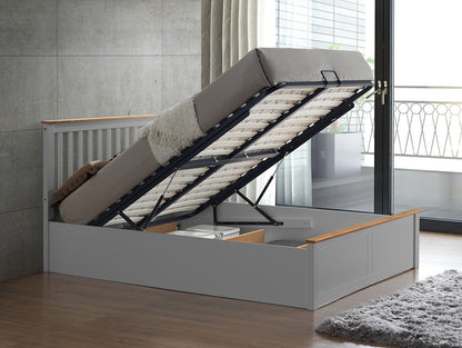 Malmo Ottoman Bed with Slatted Headboard and Foot-End Storage