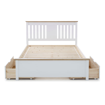 Chester Double Bed Frame – White with Under-Bed Storage