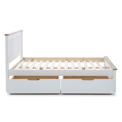 Chester Double Bed Frame – White with Under-Bed Storage