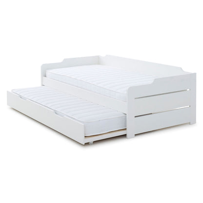 Copella Guest Bed – White Solid Pine Day Bed with Pull-Out Trundle (white)