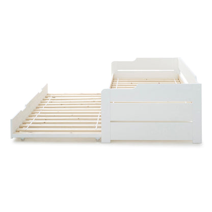 Copella Guest Bed – White Solid Pine Day Bed with Pull-Out Trundle (white)