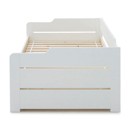 Copella Guest Bed – White Solid Pine Day Bed with Pull-Out Trundle (white)