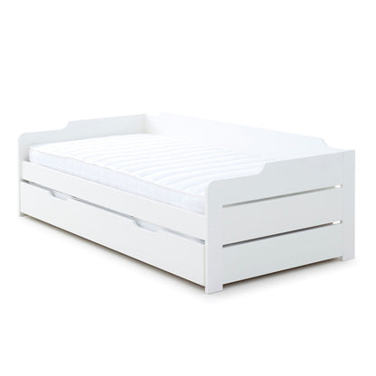 Copella Guest Bed – White Solid Pine Day Bed with Pull-Out Trundle (white)
