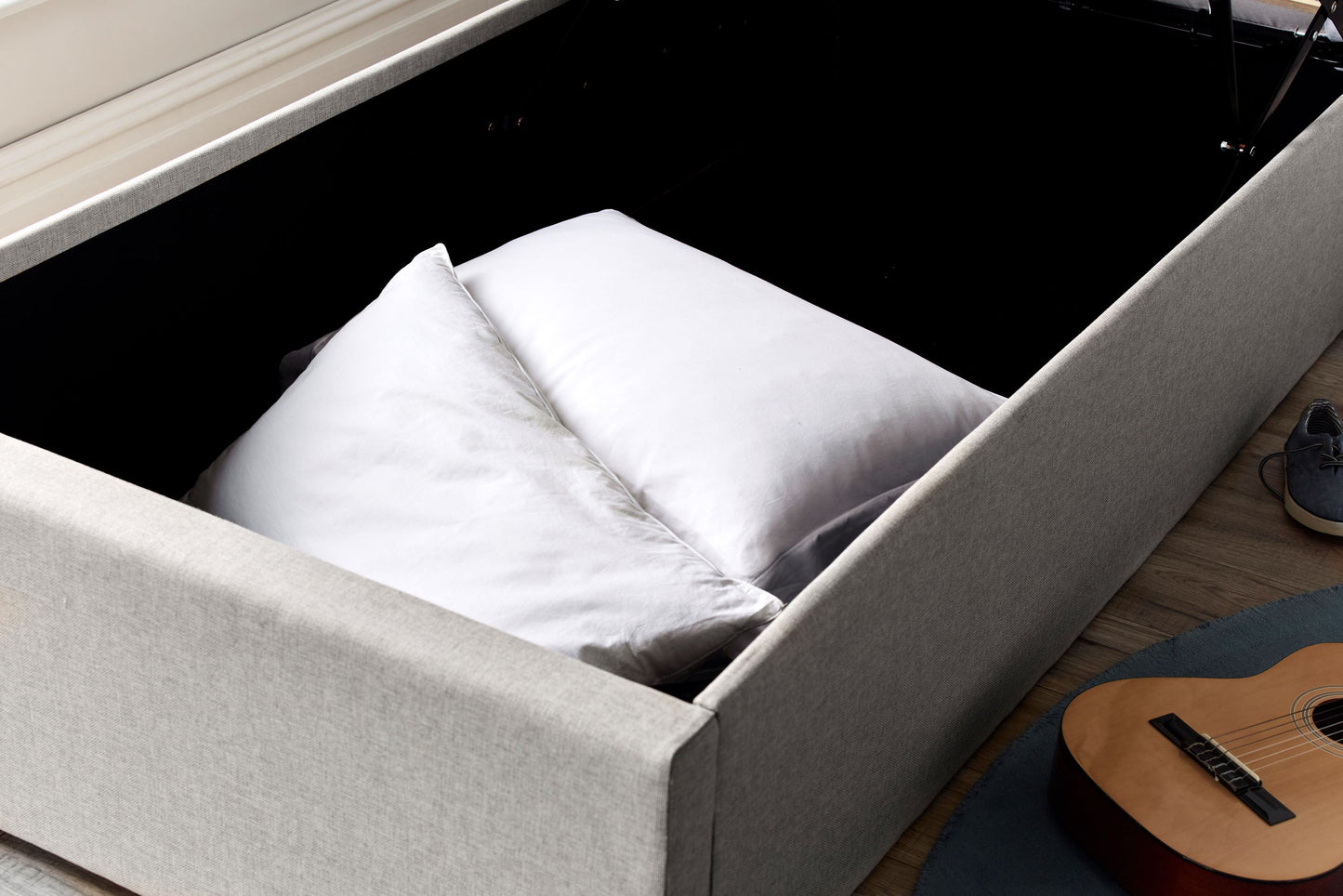 Candy Fabric Single Ottoman Bed
