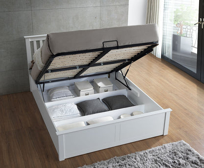 Malmo Ottoman Bed with Slatted Headboard and Foot-End Storage