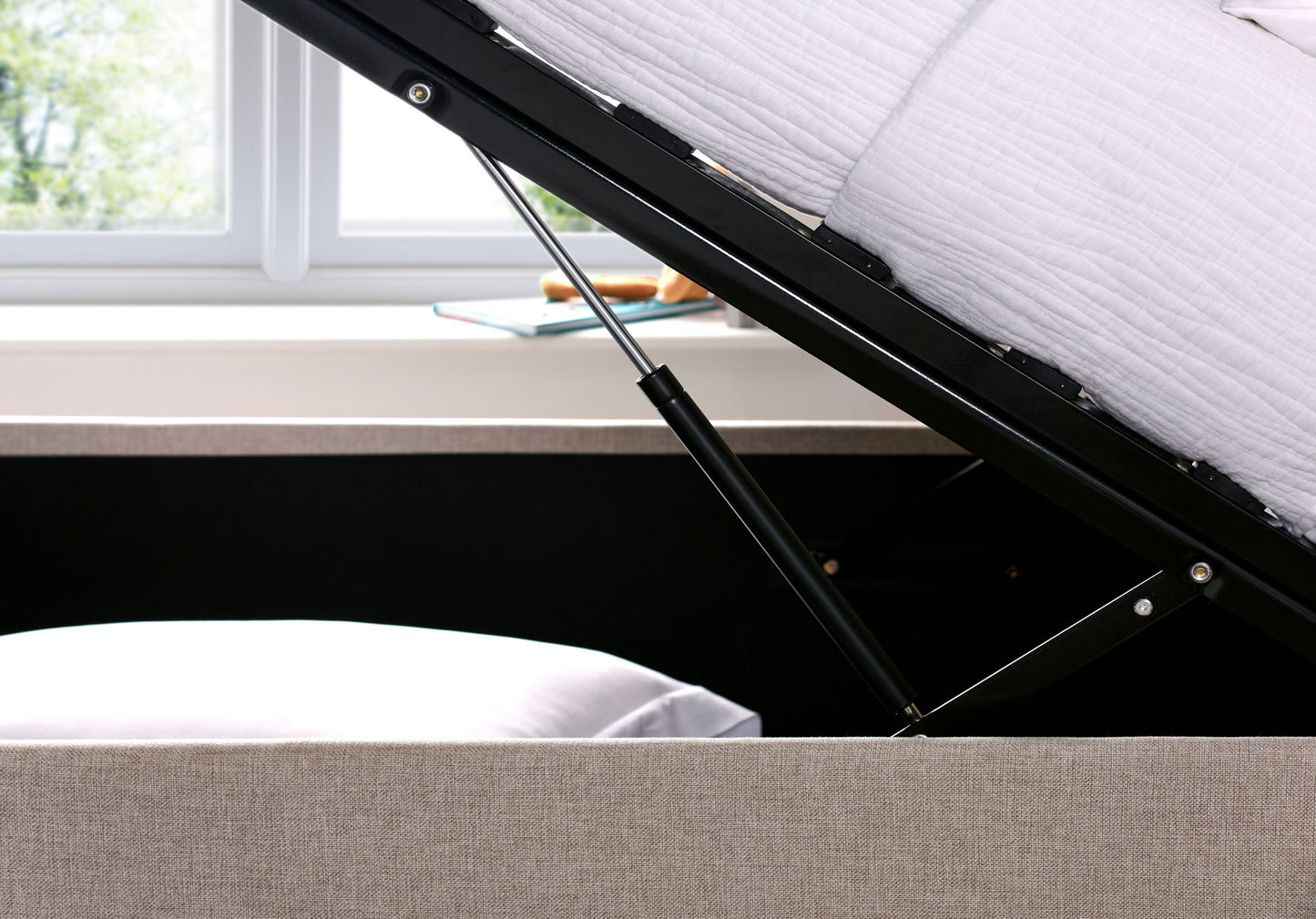 Candy Fabric Single Ottoman Bed