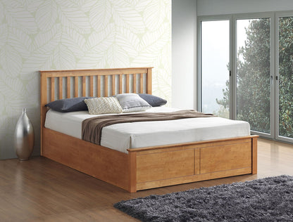 Malmo Ottoman Bed with Slatted Headboard and Foot-End Storage