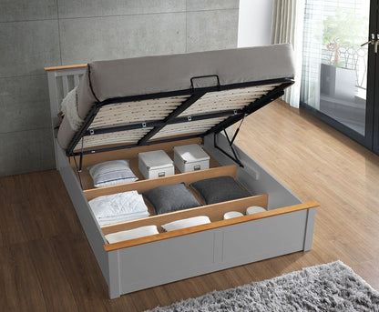 Malmo Ottoman Bed with Slatted Headboard and Foot-End Storage