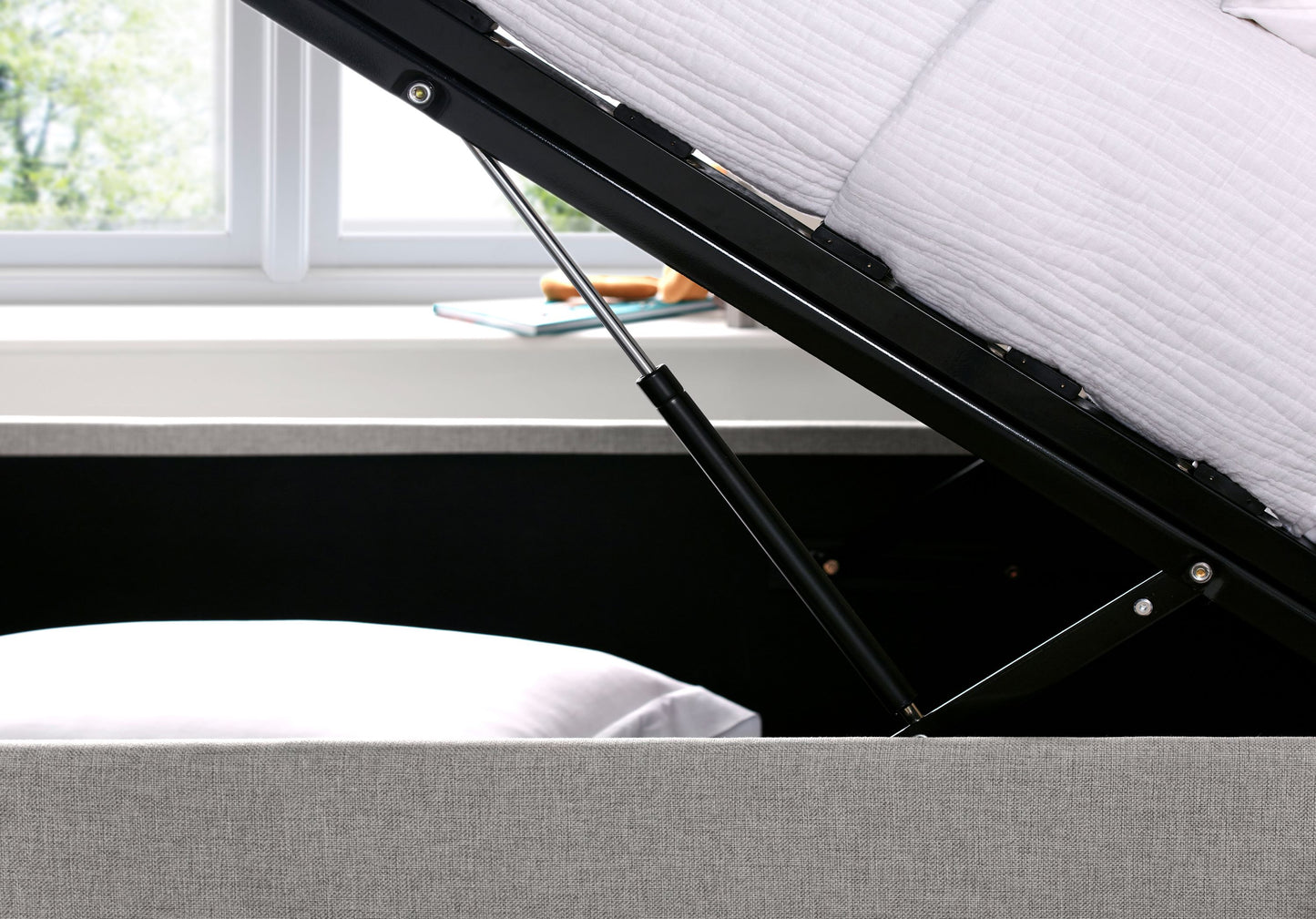 Candy Fabric Single Ottoman Bed
