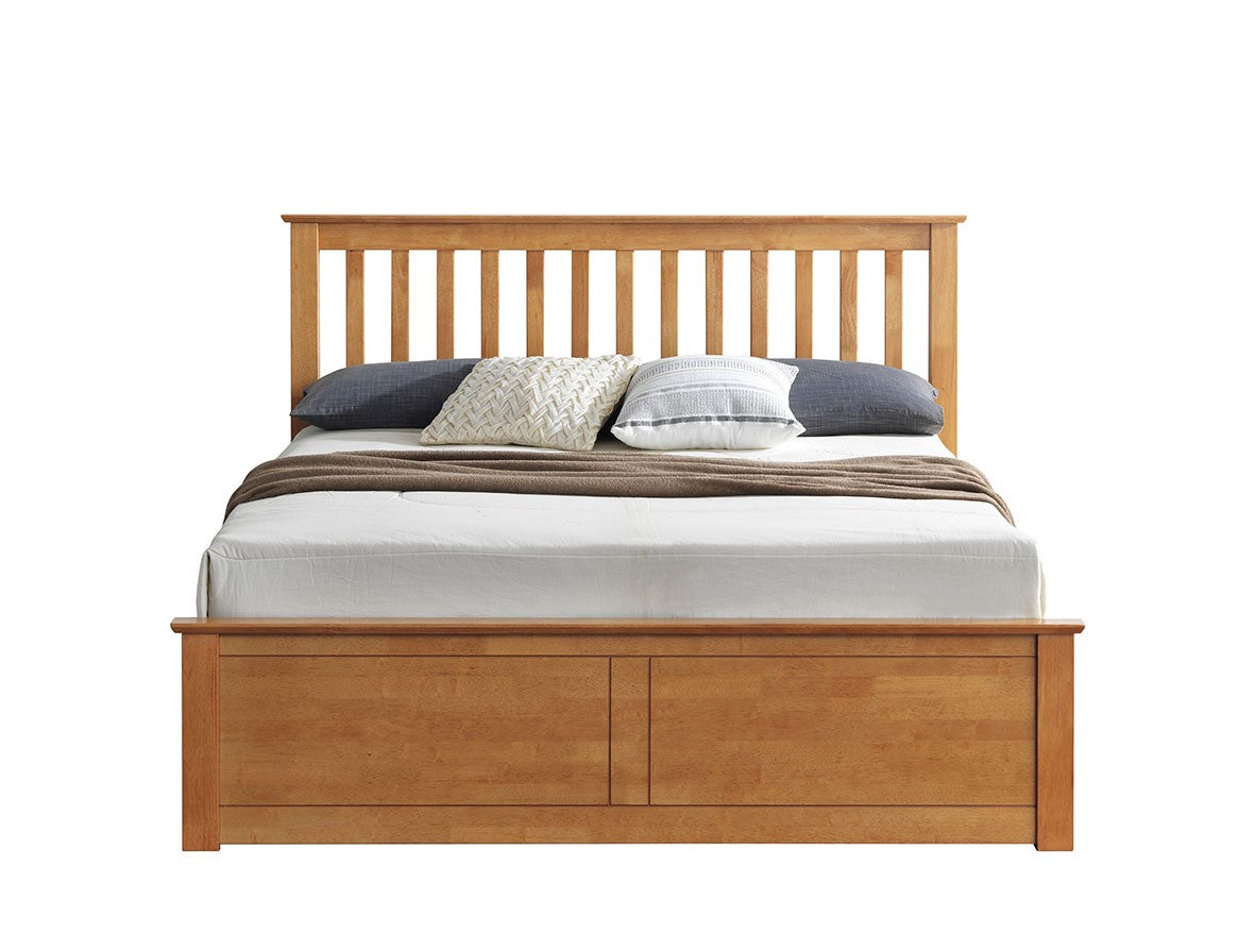 Malmo Ottoman Bed with Slatted Headboard and Foot-End Storage
