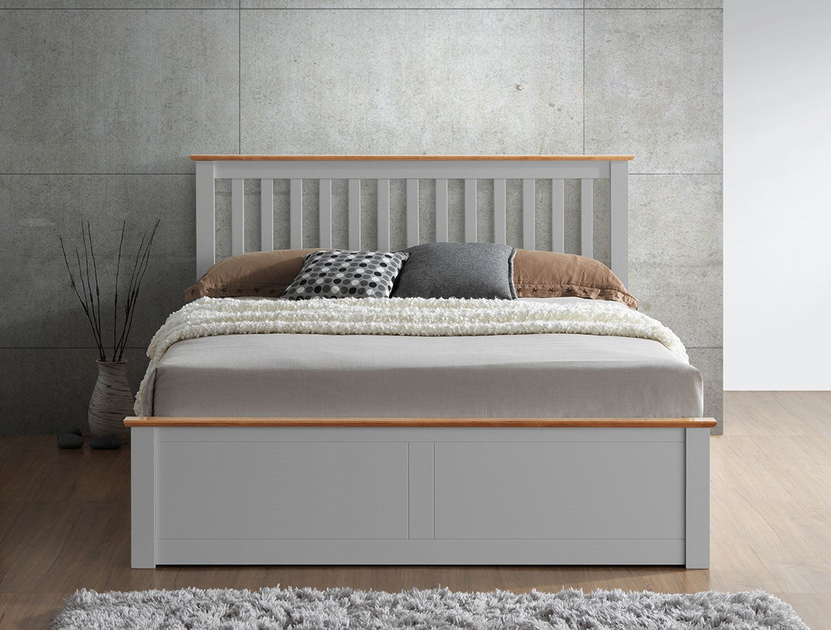 Malmo Ottoman Bed with Slatted Headboard and Foot-End Storage