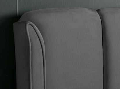 Aurora Velvet Ottoman Bed – Art Deco Winged Headboard with Foot-End Storage