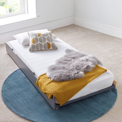 Tyler Guest Bed – White Solid Pine Frame with Shelves and Optional Trundle