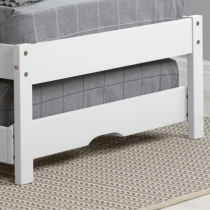 Buxton White Guest Bed with Trundle – Solid Wood Frame, Space-Saving Design