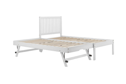 Buxton White Guest Bed with Trundle – Solid Wood Frame, Space-Saving Design