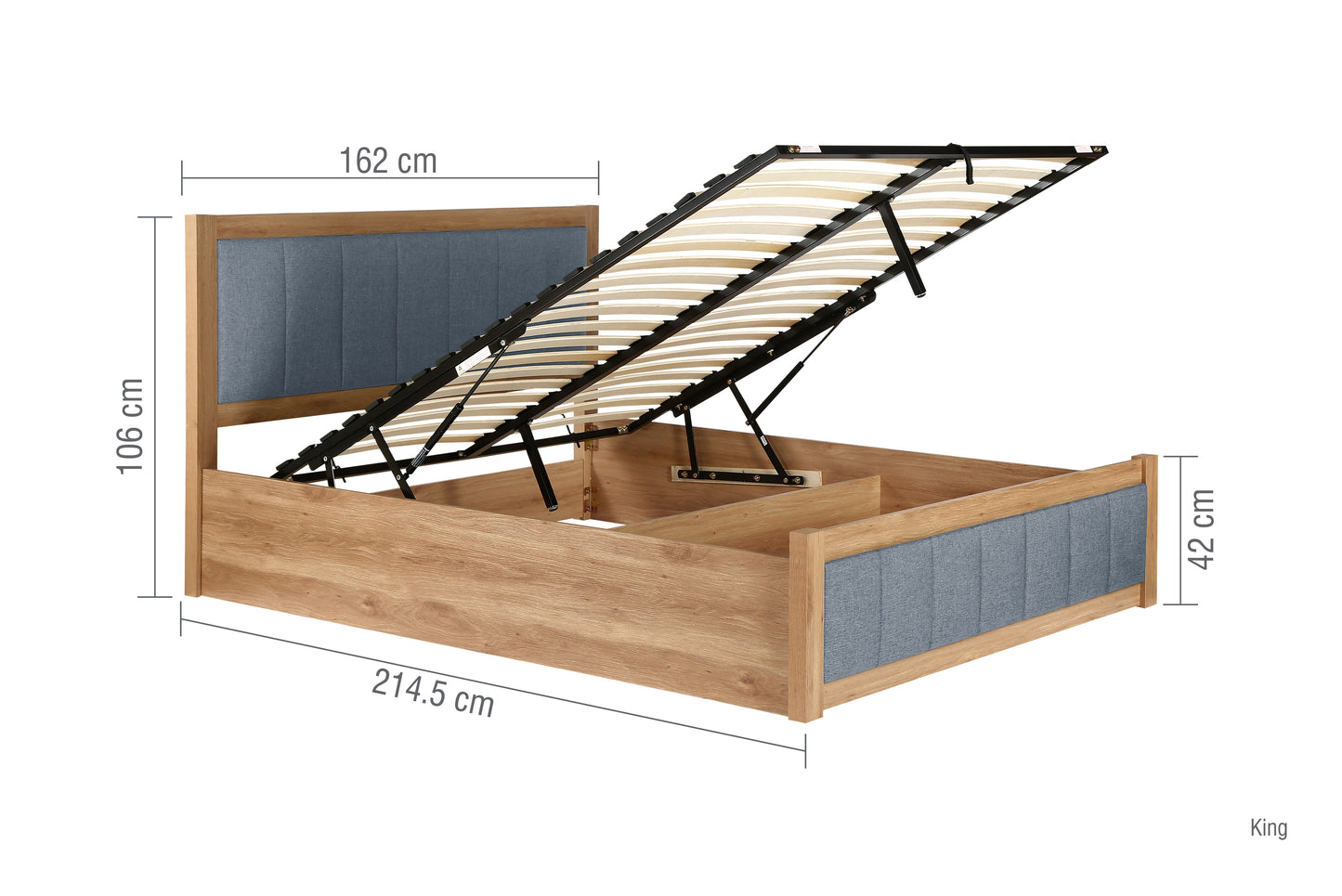 Belmont Ottoman Bed - Oak-Effect Frame & Fabric Upholster