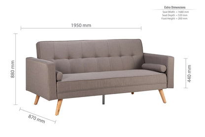 Ethan Sofa Bed – Retro Grey Upholstery with Compact Guest Bed Function