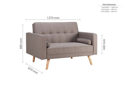 Ethan Sofa Bed – Retro Grey Upholstery with Compact Guest Bed Function