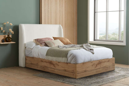 Halfden Ottoman Bed - Upholstered Ottoman Bed (Grey & White)