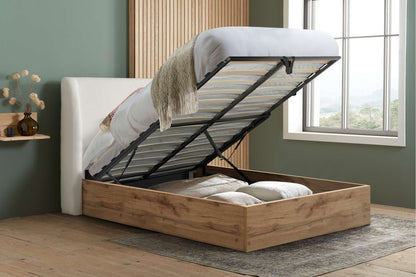 Halfden Ottoman Bed - Upholstered Ottoman Bed (Grey & White)