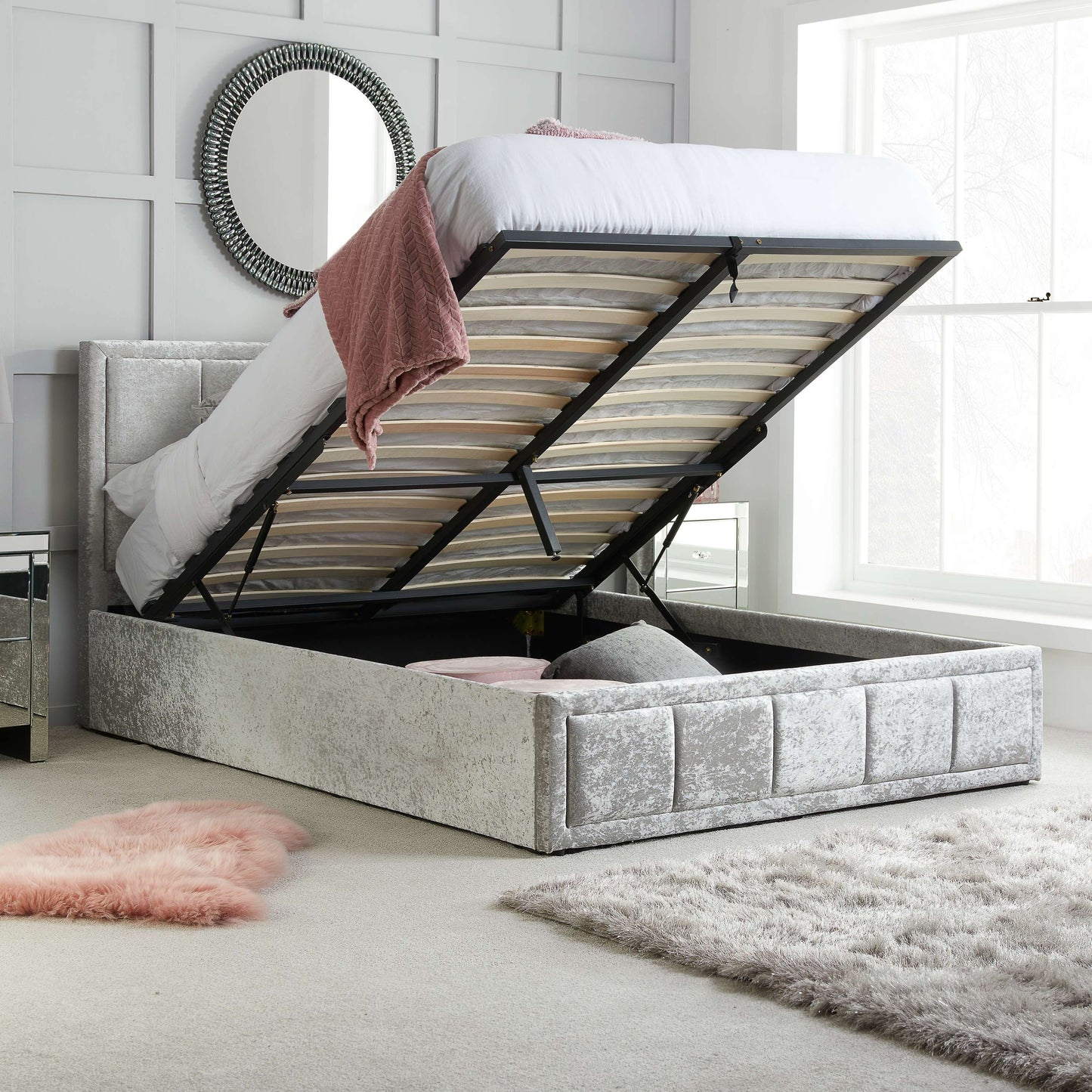Hannover Fabric Ottoman Bed – Space Saving Style with Hidden Storage