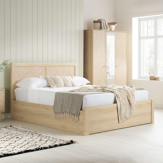 Herringford ottoman bed with cheveron patterns